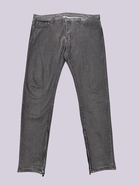 MNML Jeans Men’s Ankle Zip Moto Streetwear 40-42x34 Washed Charcoal Dark Gray